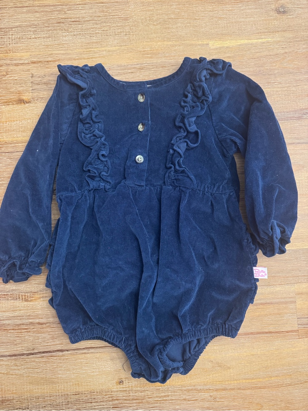 NWOT Ruffle Butts Navy Corduroy Ruffle Romper